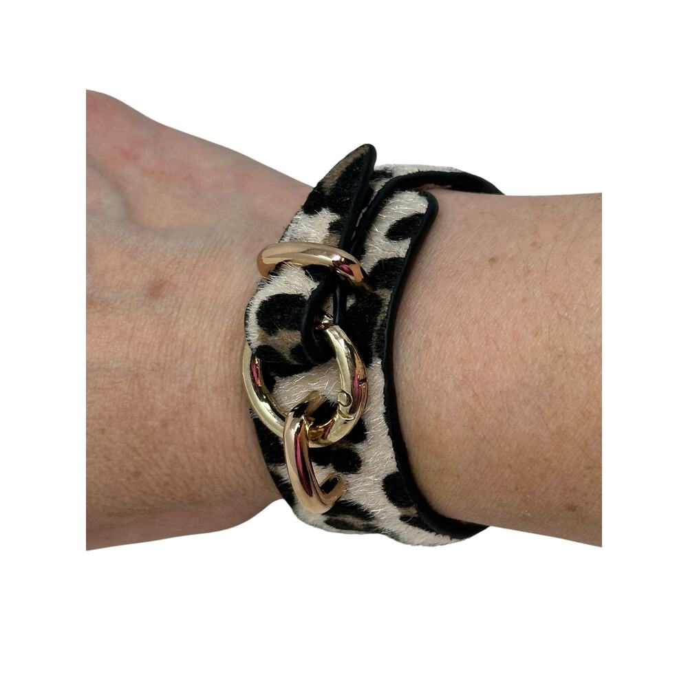 Punk Rock Leopard Pattern Adjustable Cuff Bracelet